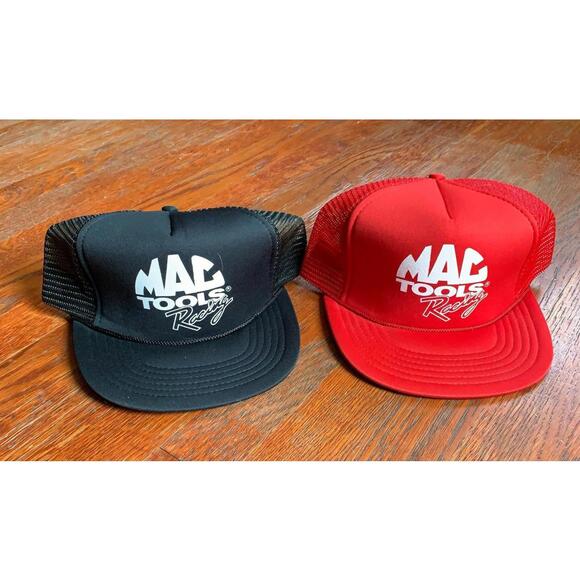 Vintage MAC Tools Racing Snapback Hat - Black & Red Set Trucker Cars Trucks